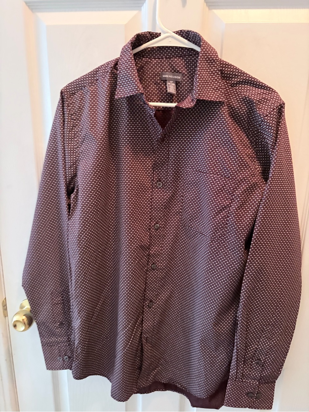 Van Heusen Men's Wine Microdot Button-Down Shirt